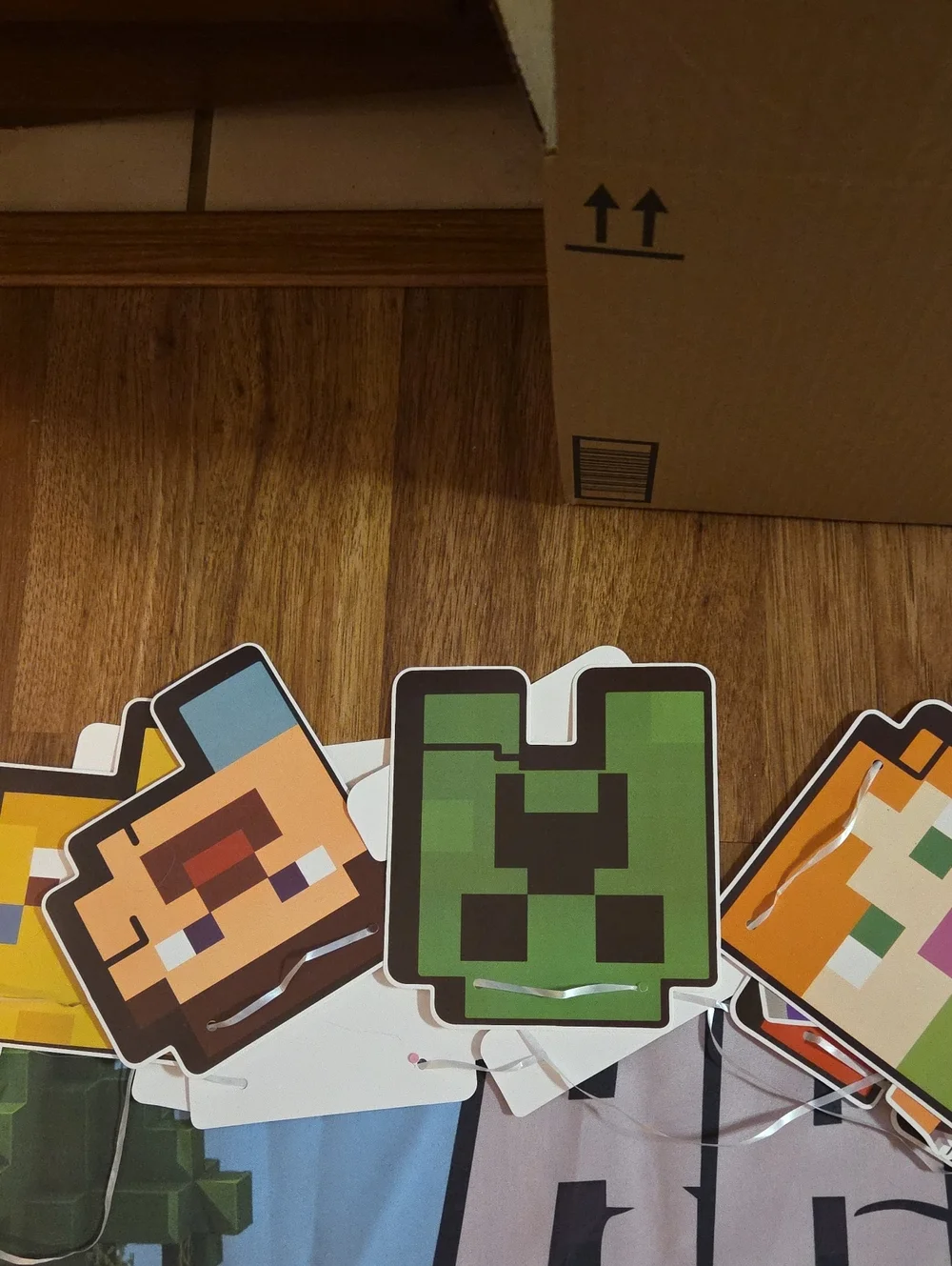 Minecraft Birthday Party Supplies. Gently Used. Banner And Cupcake Tower